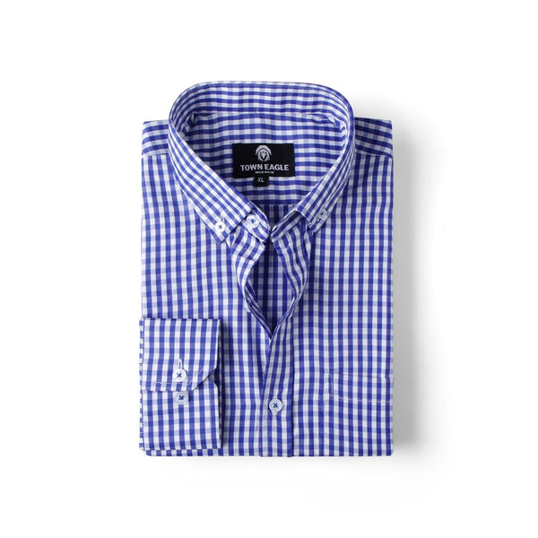 قميص رجالي مربعات - كحلي - QA-220