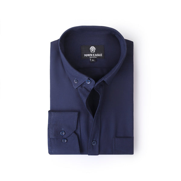 قميص اكسفورد بكم  - كحلي