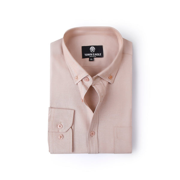 قميص اكسفورد بكم  - بيج