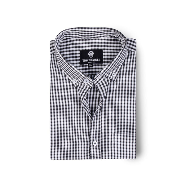 قميص رجالي مربعات - أسود - QA-220