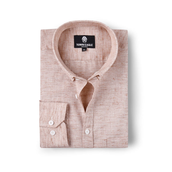 قميص رجالي كتان - بيج غامق - QA-250