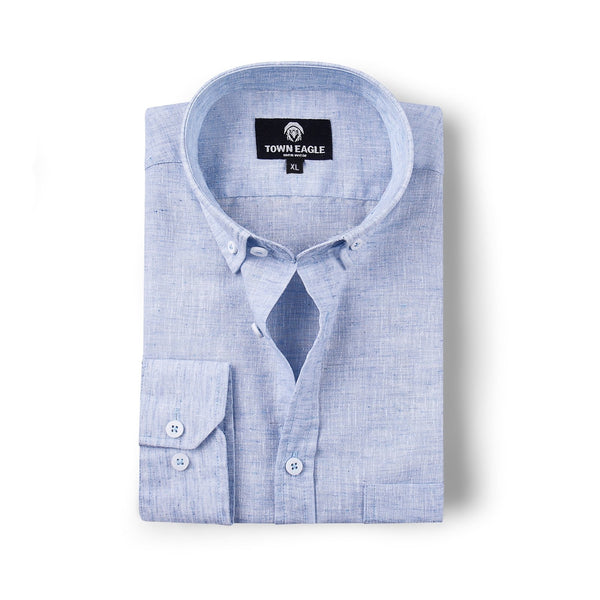 قميص رجالي كتان - لبني - QA-250