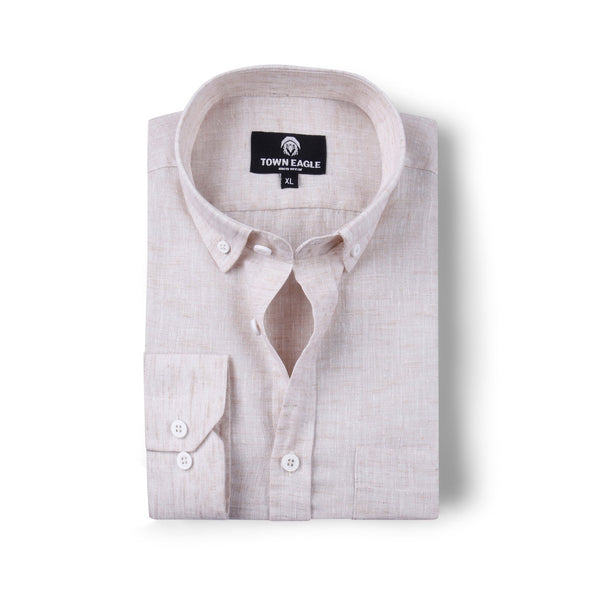 قميص رجالي كتان - بيج فاتح - QA-250