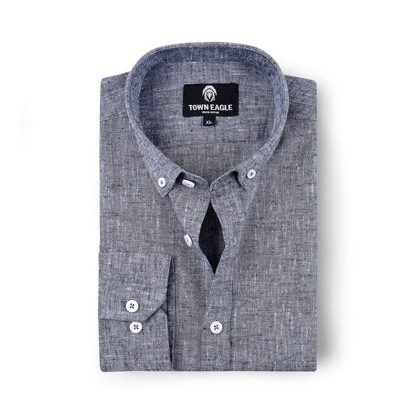 قميص رجالي كتان - كحلي - QA-250