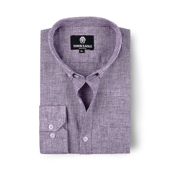 قميص كتان مستورد - بنفسجي - QA-255